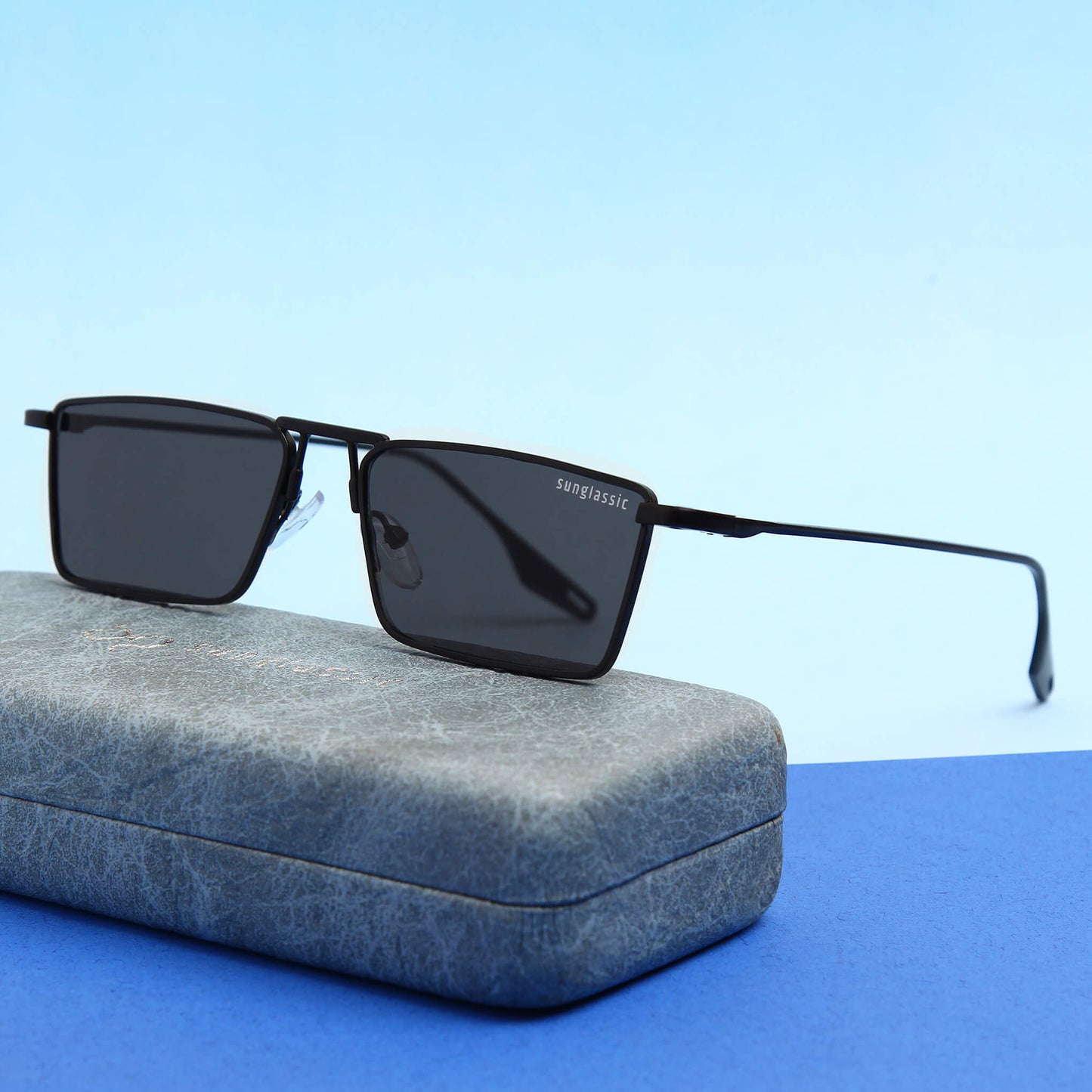 Rebel Black Rectangle Sunglasses