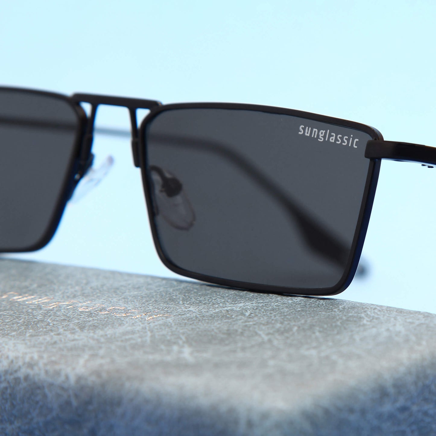 Rebel Black Rectangle Sunglasses