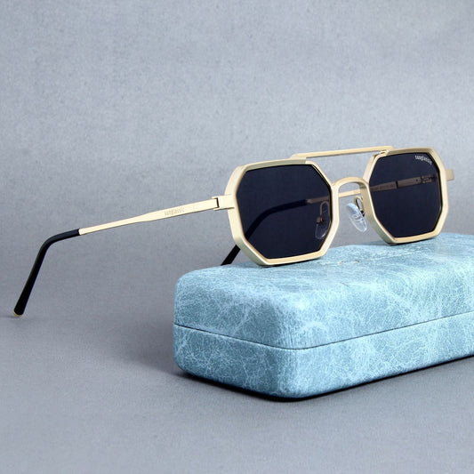 Commando V1 Rectangle Gold Black Sunglasses