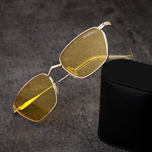 Andreas Yellow Gold Edition Trapezoid Sunglasses