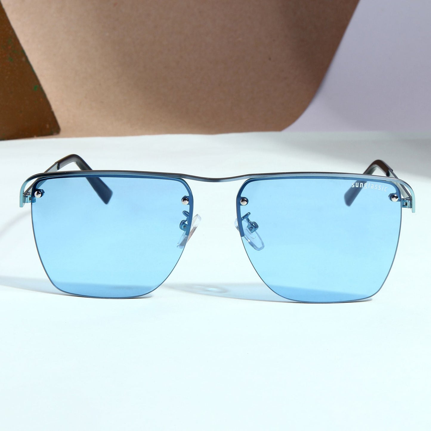 Heldish. Aqua Blue Square Sunglasses