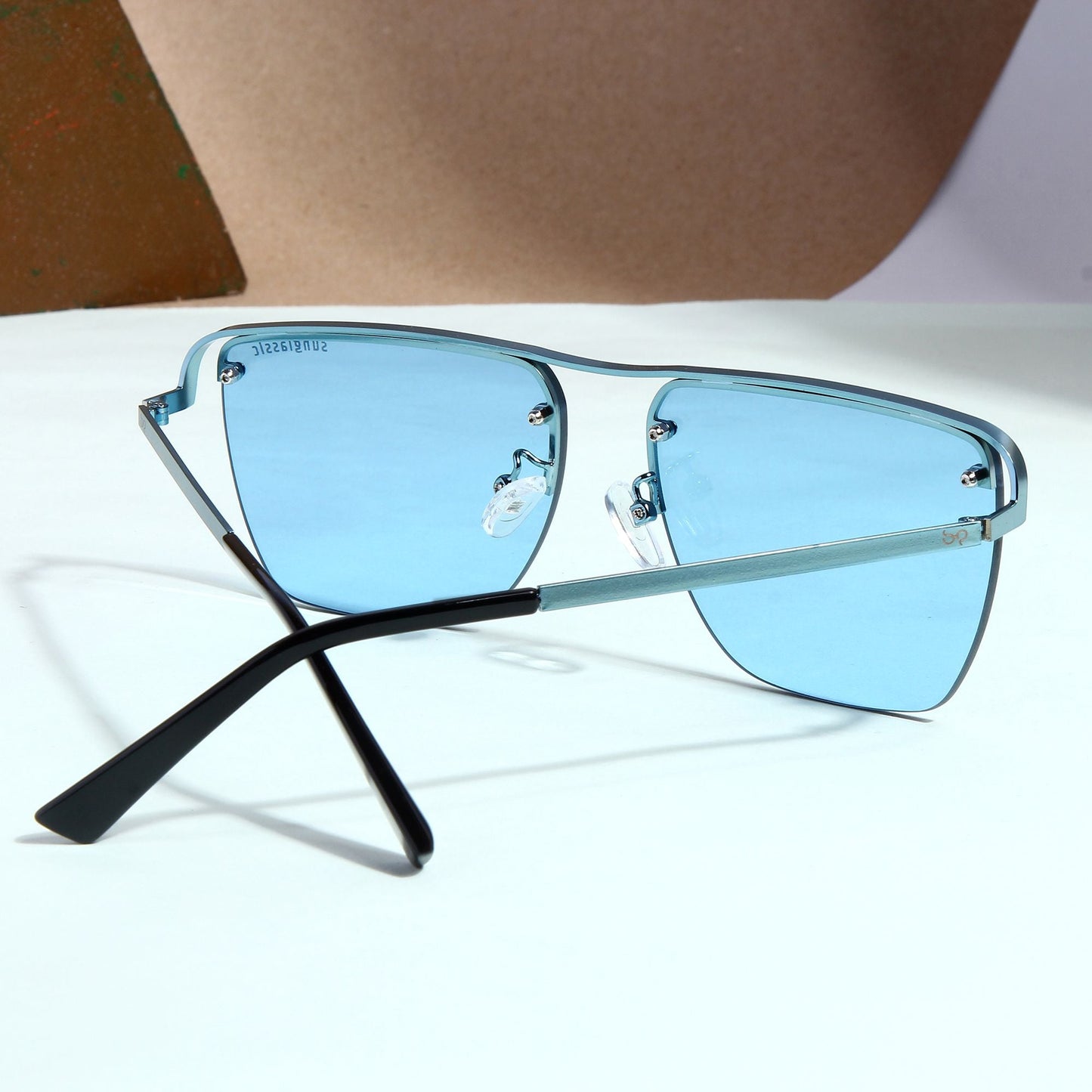 Heldish. Aqua Blue Square Sunglasses