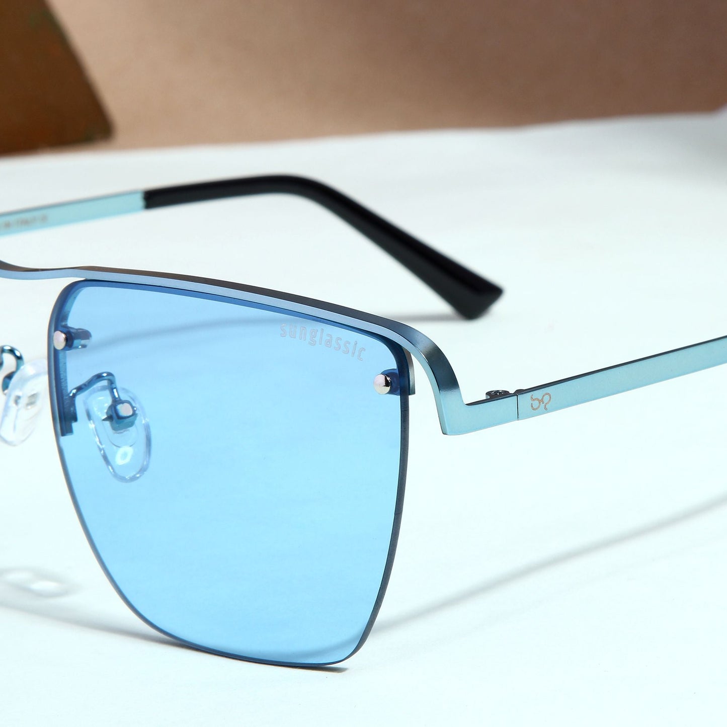 Heldish. Aqua Blue Square Sunglasses