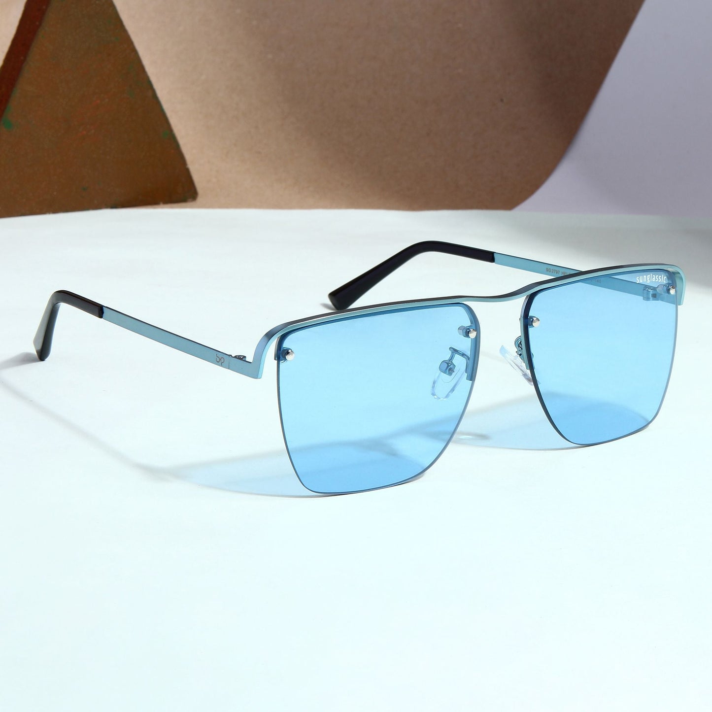 Heldish. Aqua Blue Square Sunglasses