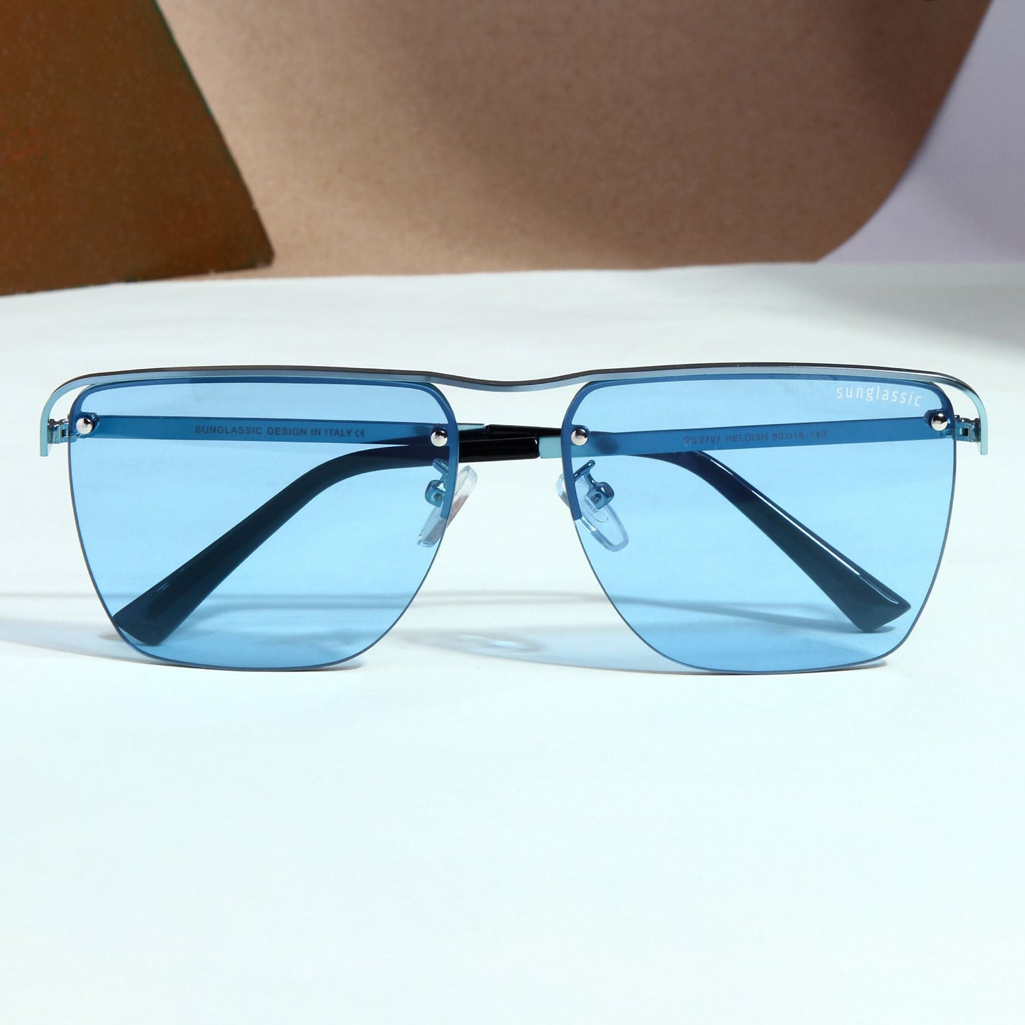 Heldish. Aqua Blue Square Sunglasses