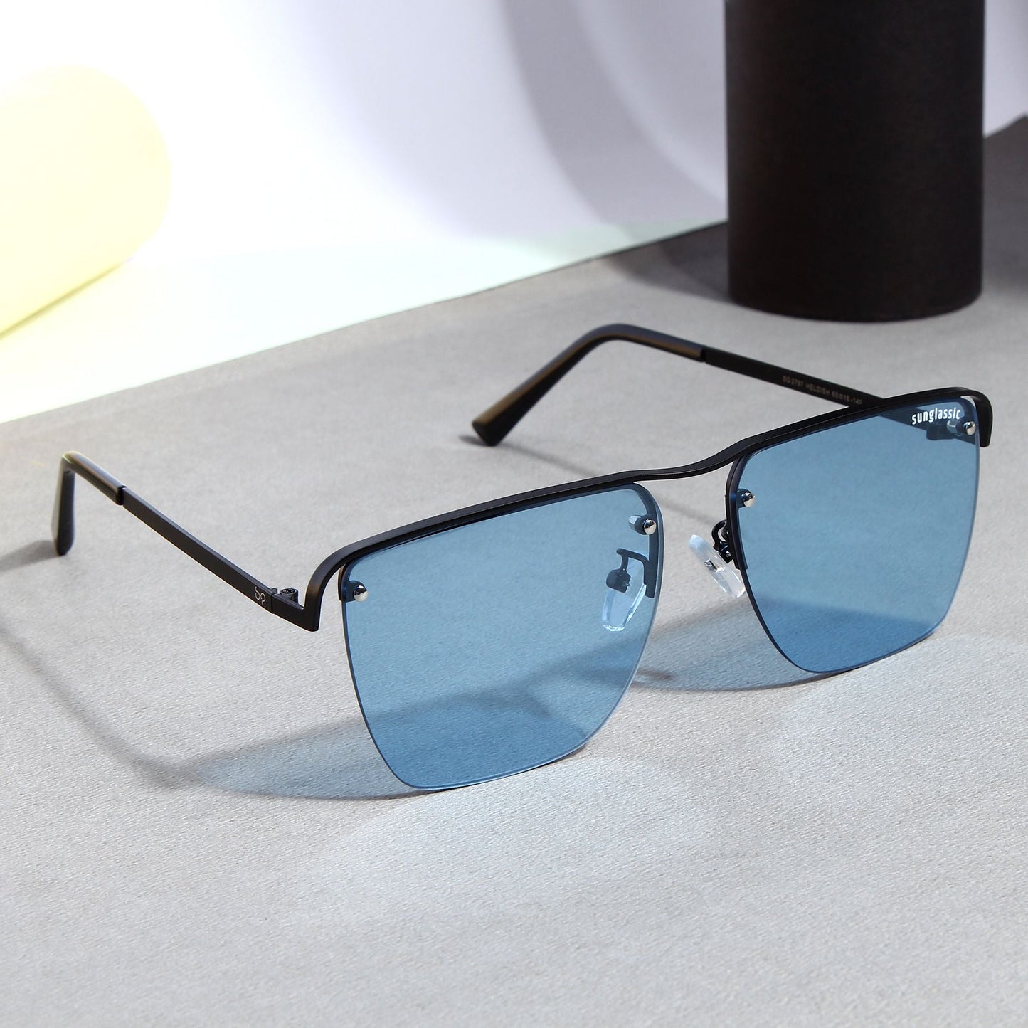 Heldish. Black Blue Square Sunglasses