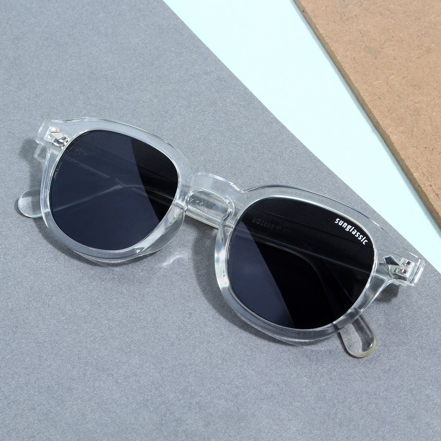 Hustler Clear Black Polarized Round Sunglasses