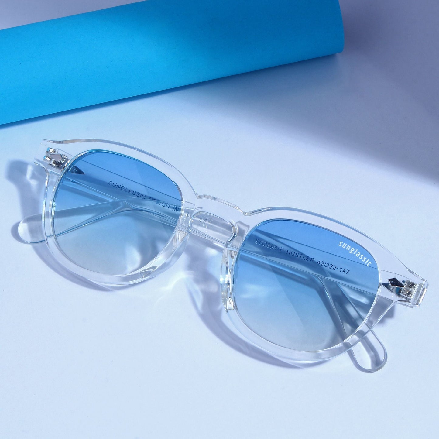 Hustler Clear Blue Gradient Polarized Round Sunglasses