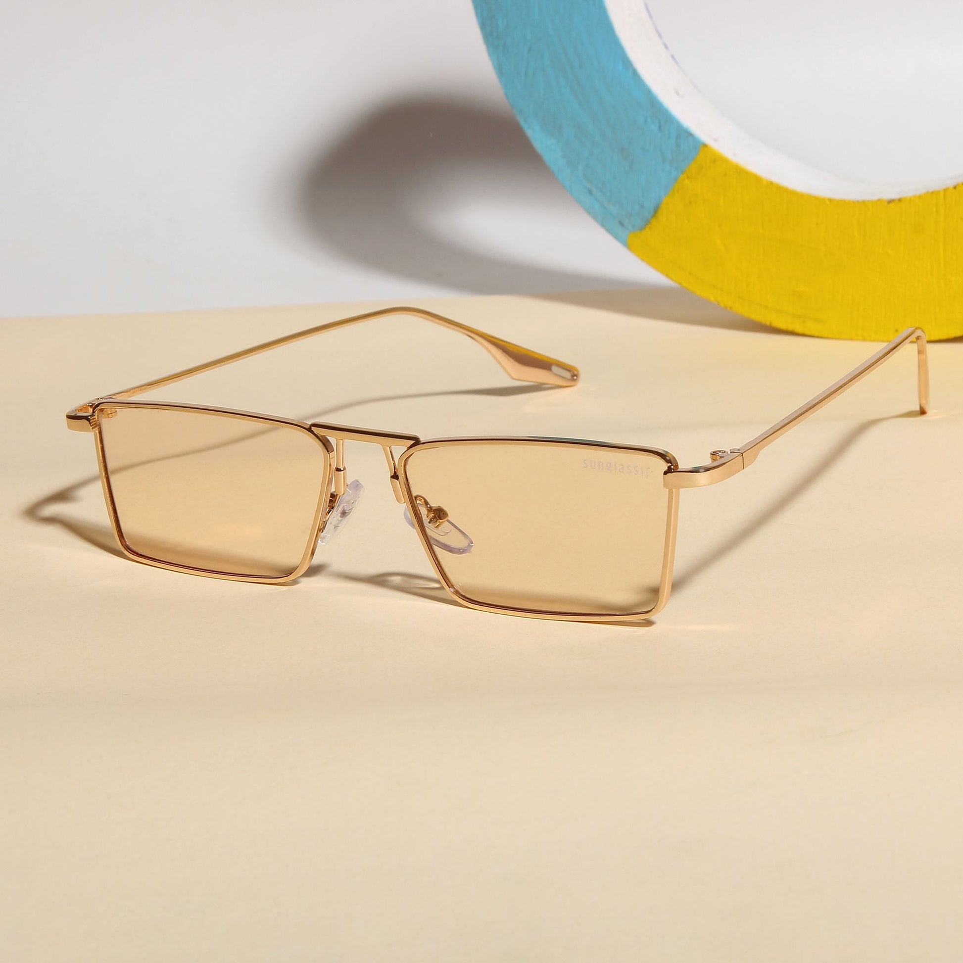 Rebel Edition Gold Champion Rectangle Sunglasses