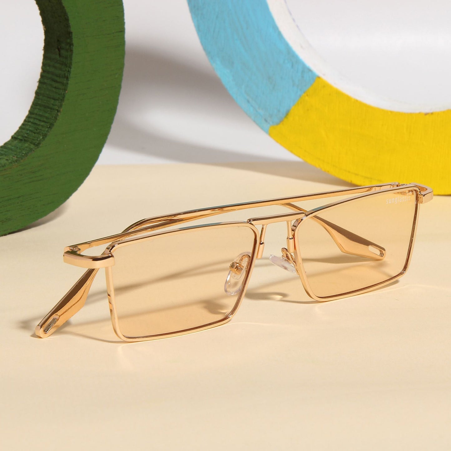 Rebel Edition Gold Champion Rectangle Sunglasses