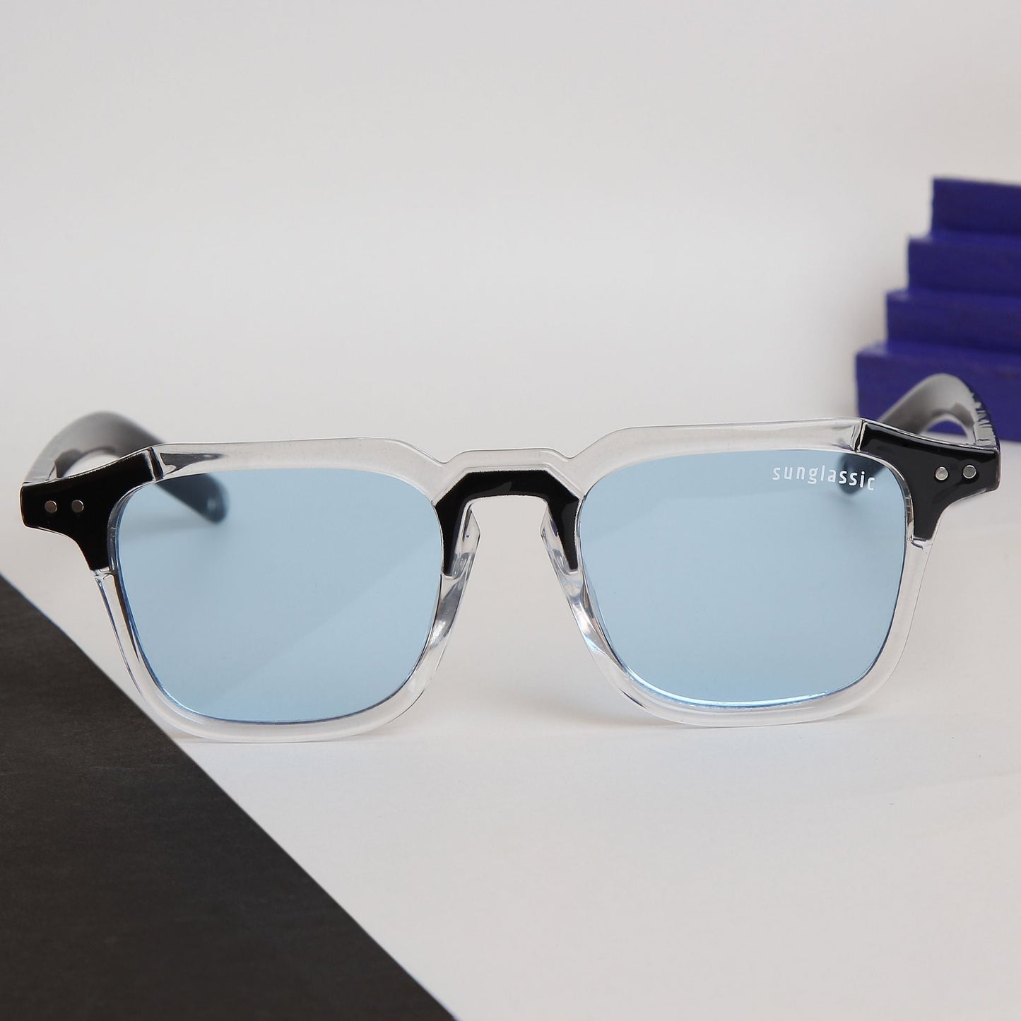 Kingsman Clear Blue Square Sunglasses