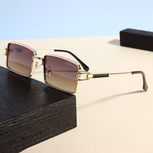 Walker Gold Brown Rectangle Sunglasses