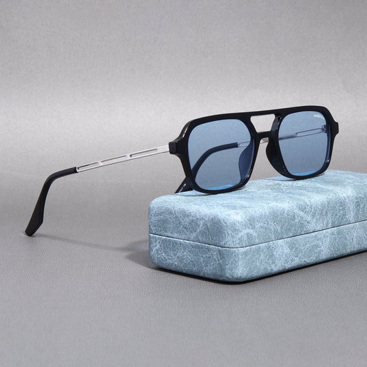 COLTON. Black Blue Rectangle Sunglasses