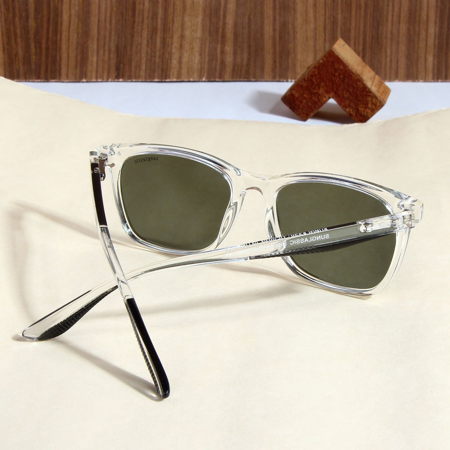 Marlton. Clear Green Polarized TR90 Square Sunglasses