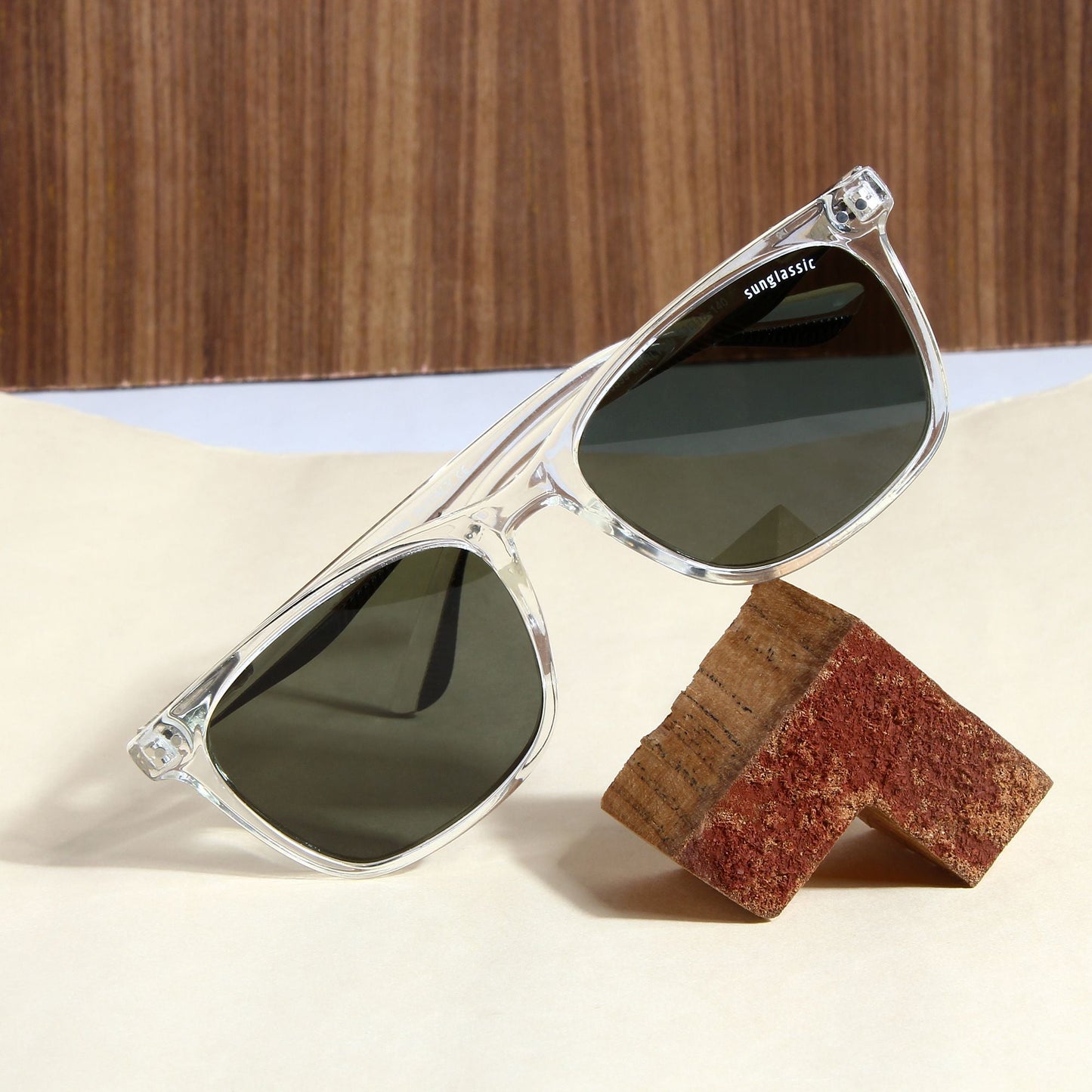 Marlton. Clear Green Polarized TR90 Square Sunglasses