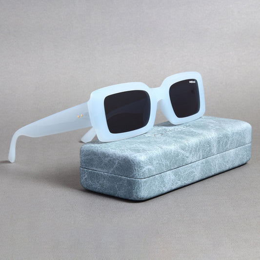 Victoria. Light Blue Black Polarized Rectangle Sunglasses