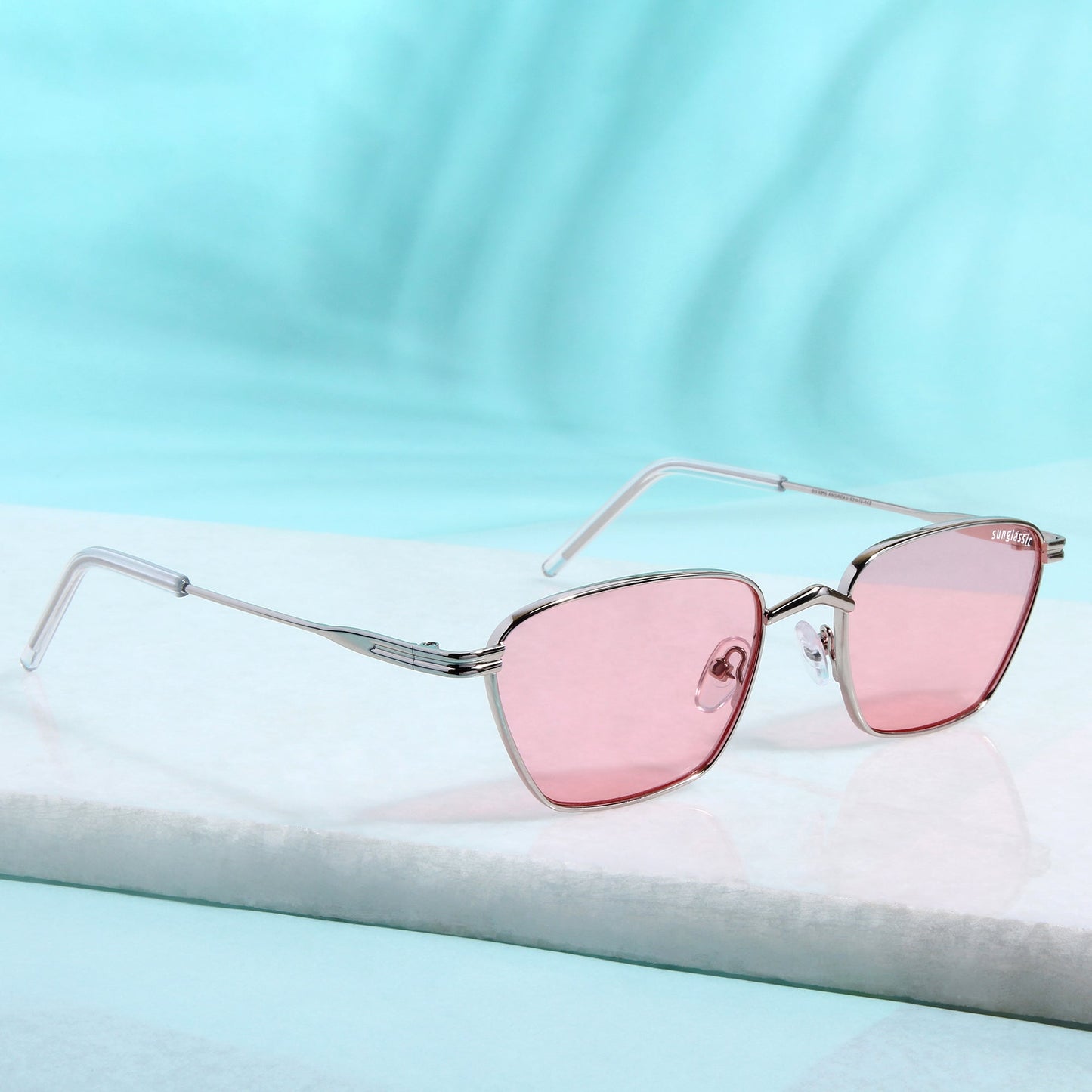 Andreas Silver Pink Edition Trapezoid Sunglasses