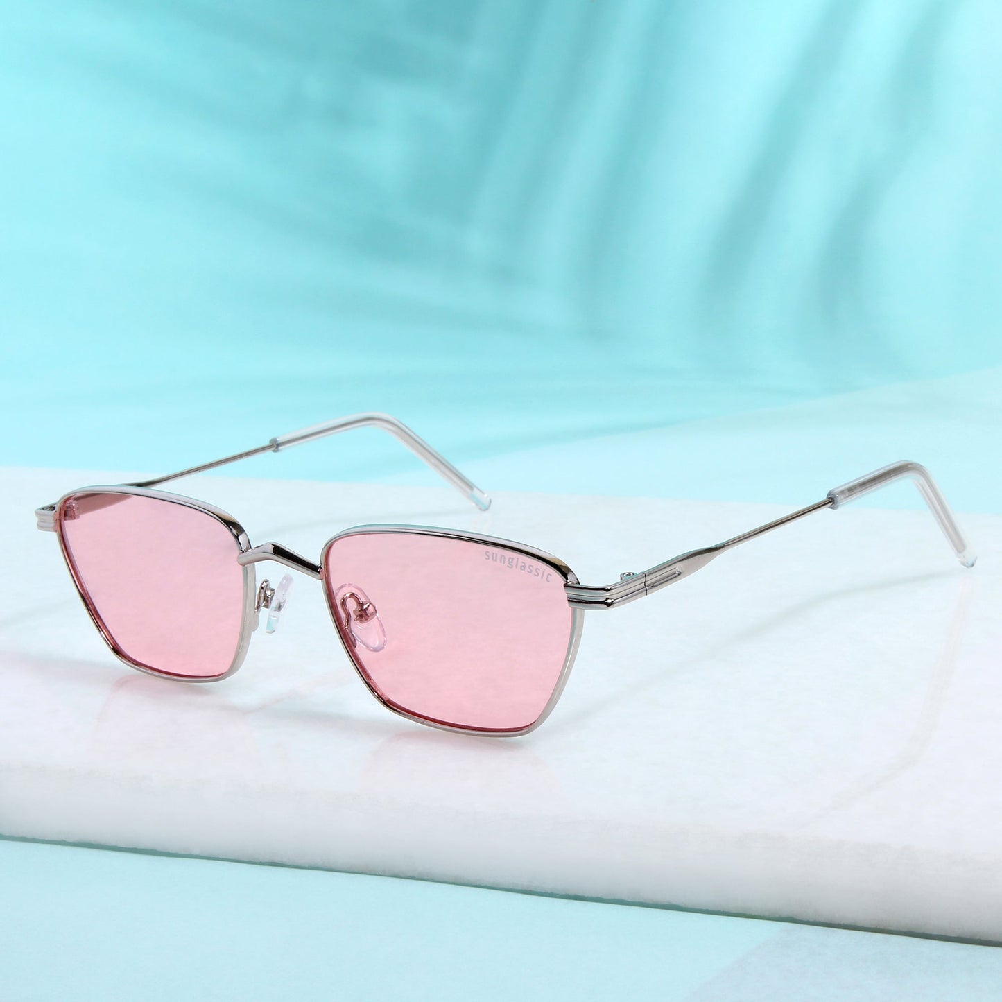 Andreas Silver Pink Edition Trapezoid Sunglasses