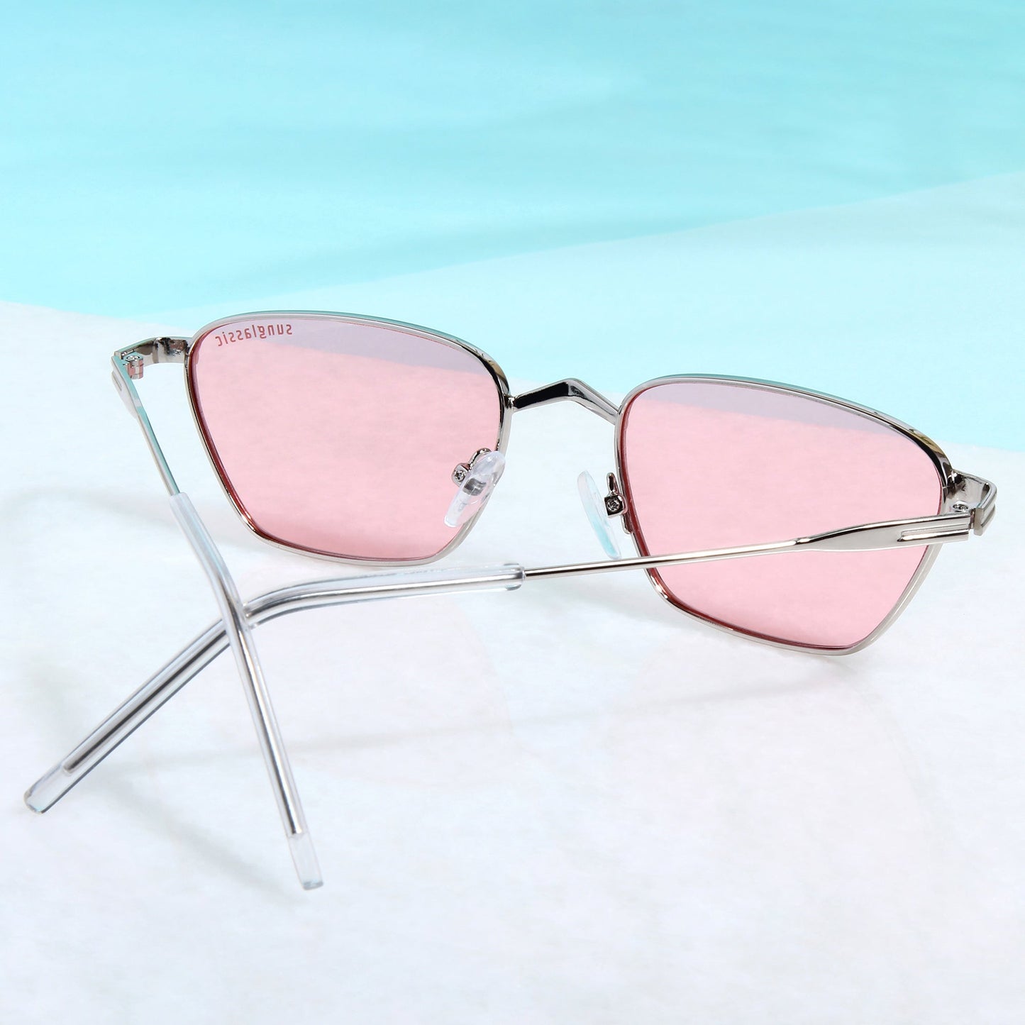 Andreas Silver Pink Edition Trapezoid Sunglasses