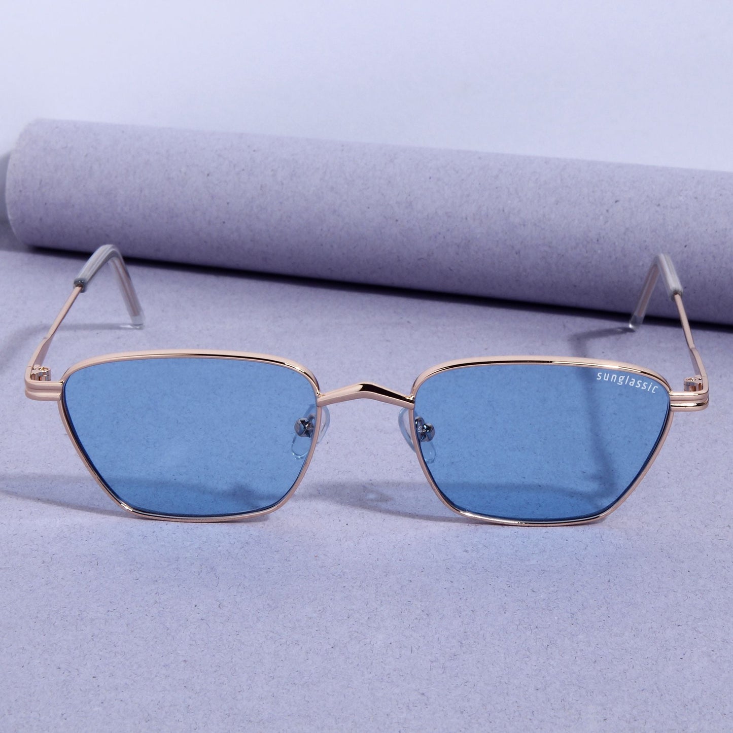 Andreas Gold Blue Edition Trapezoid Sunglasses