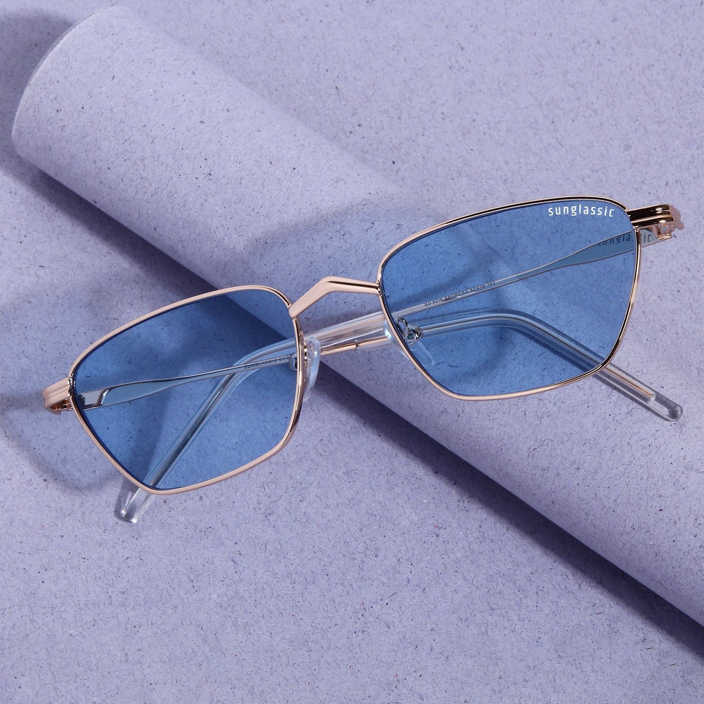 Andreas Gold Blue Edition Trapezoid Sunglasses