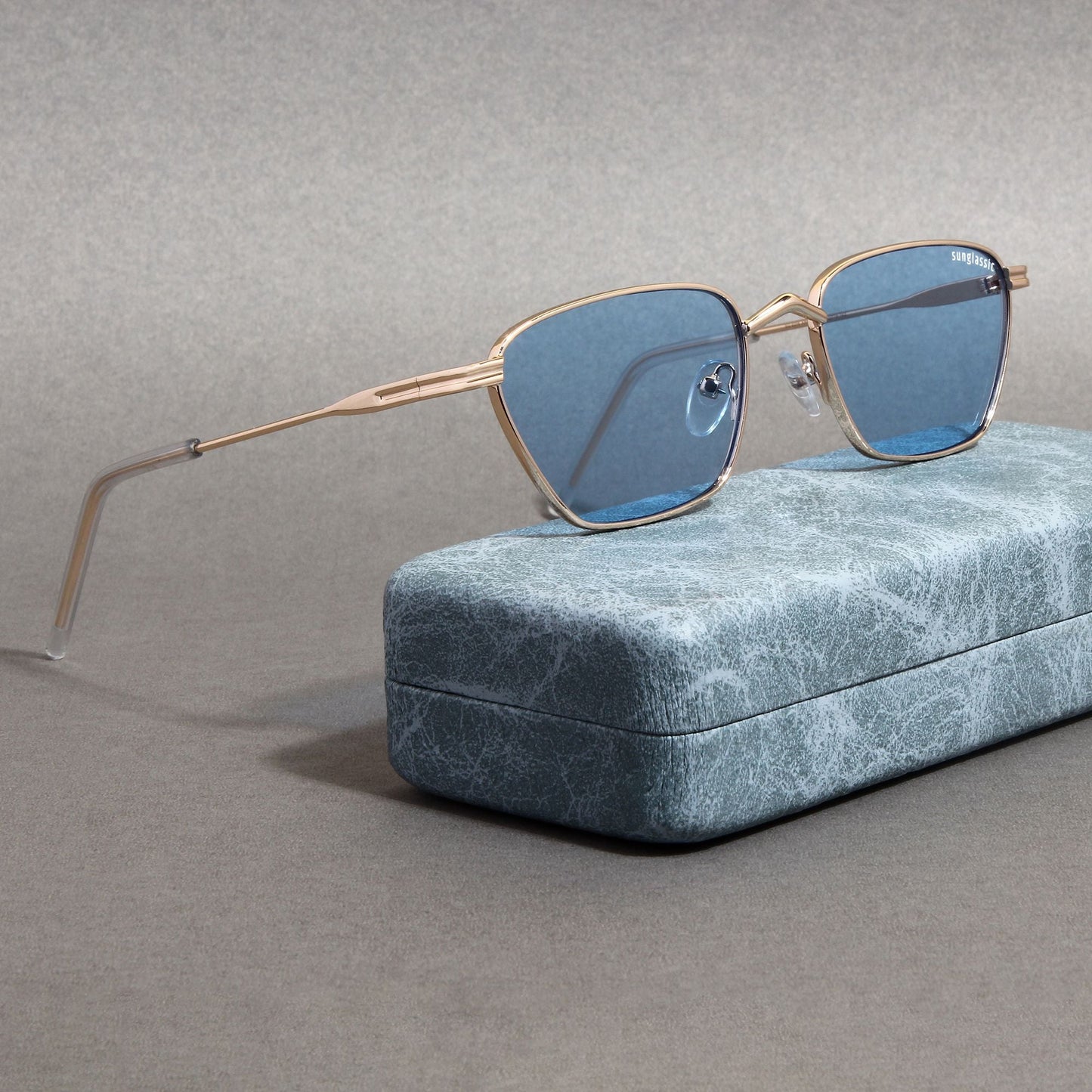 Andreas Gold Blue Edition Trapezoid Sunglasses