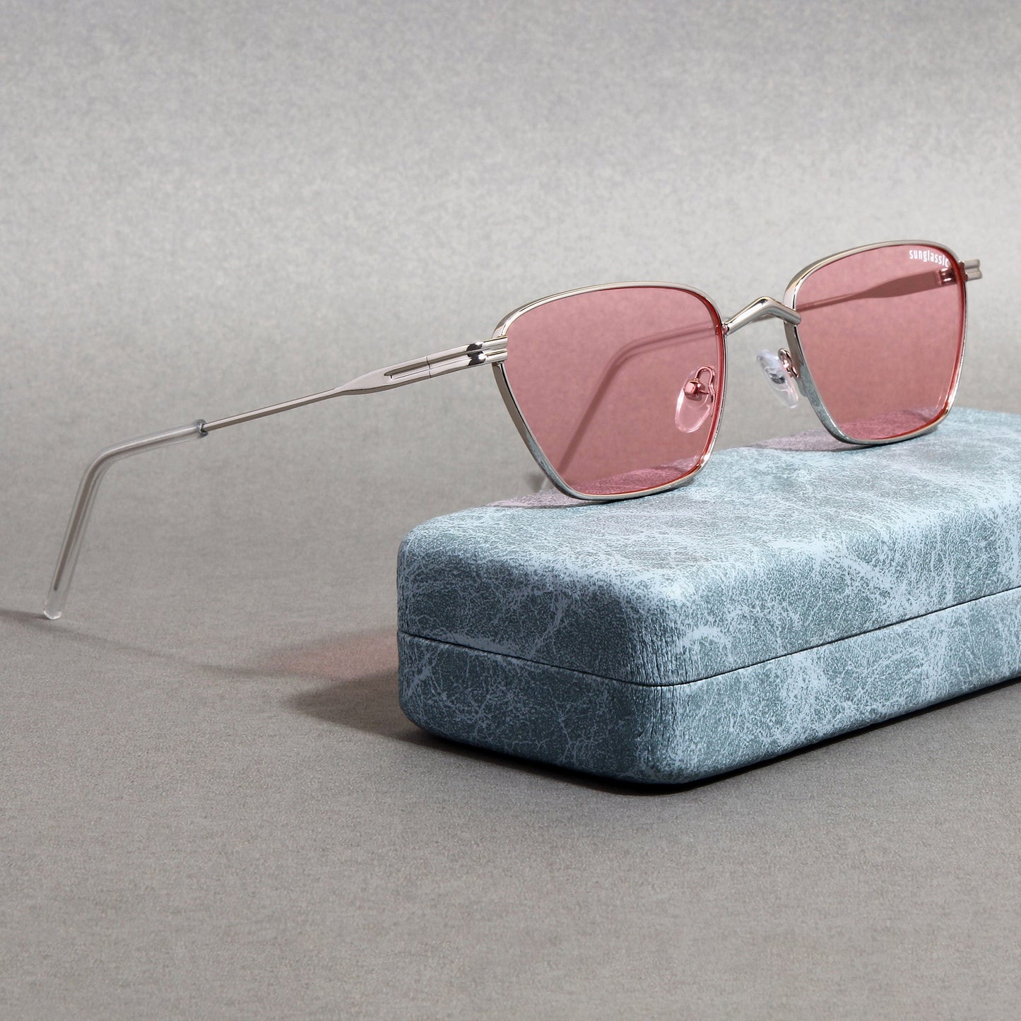 Andreas Silver Pink Edition Trapezoid Sunglasses