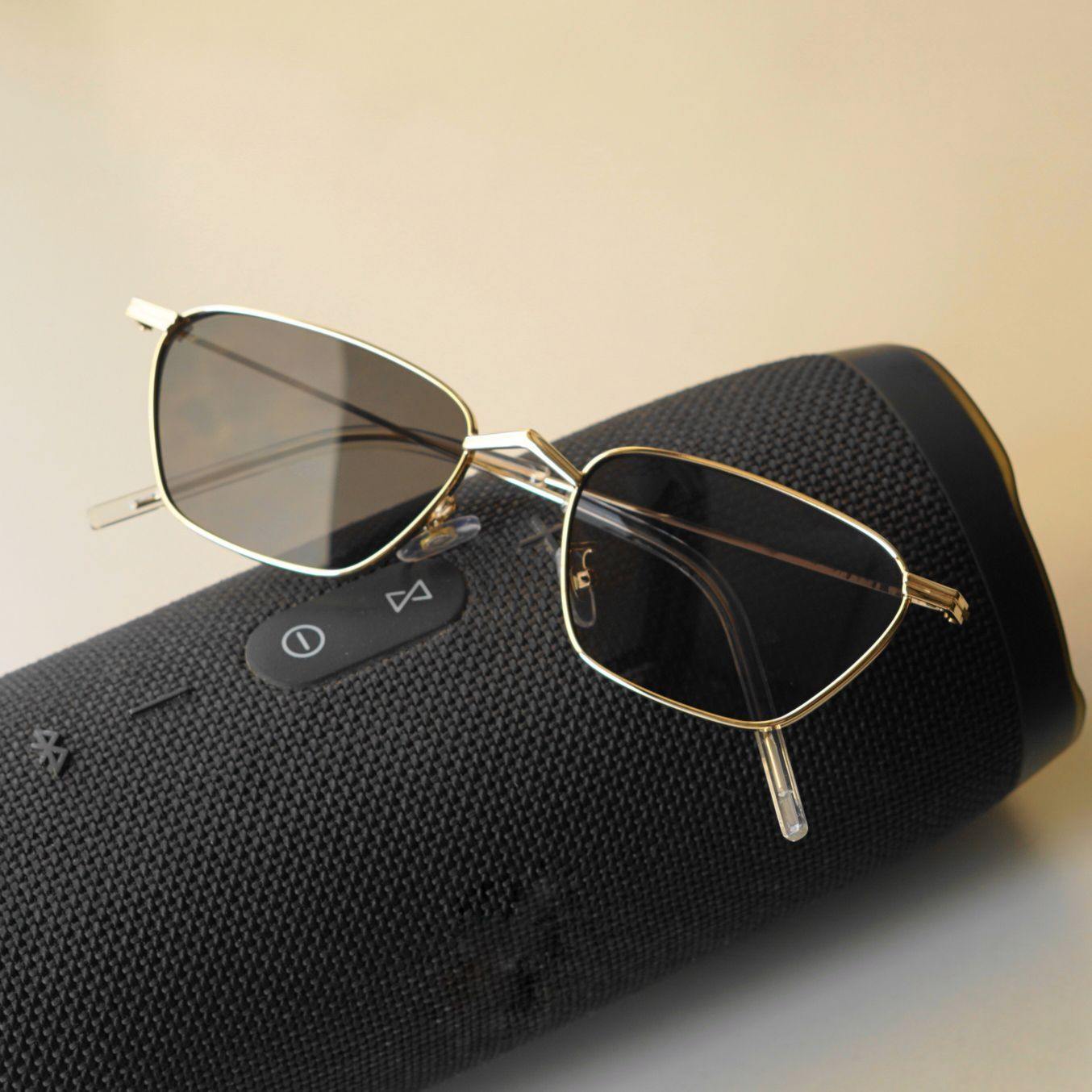 Andreas Gold Black Edition Trapezoid Sunglasses