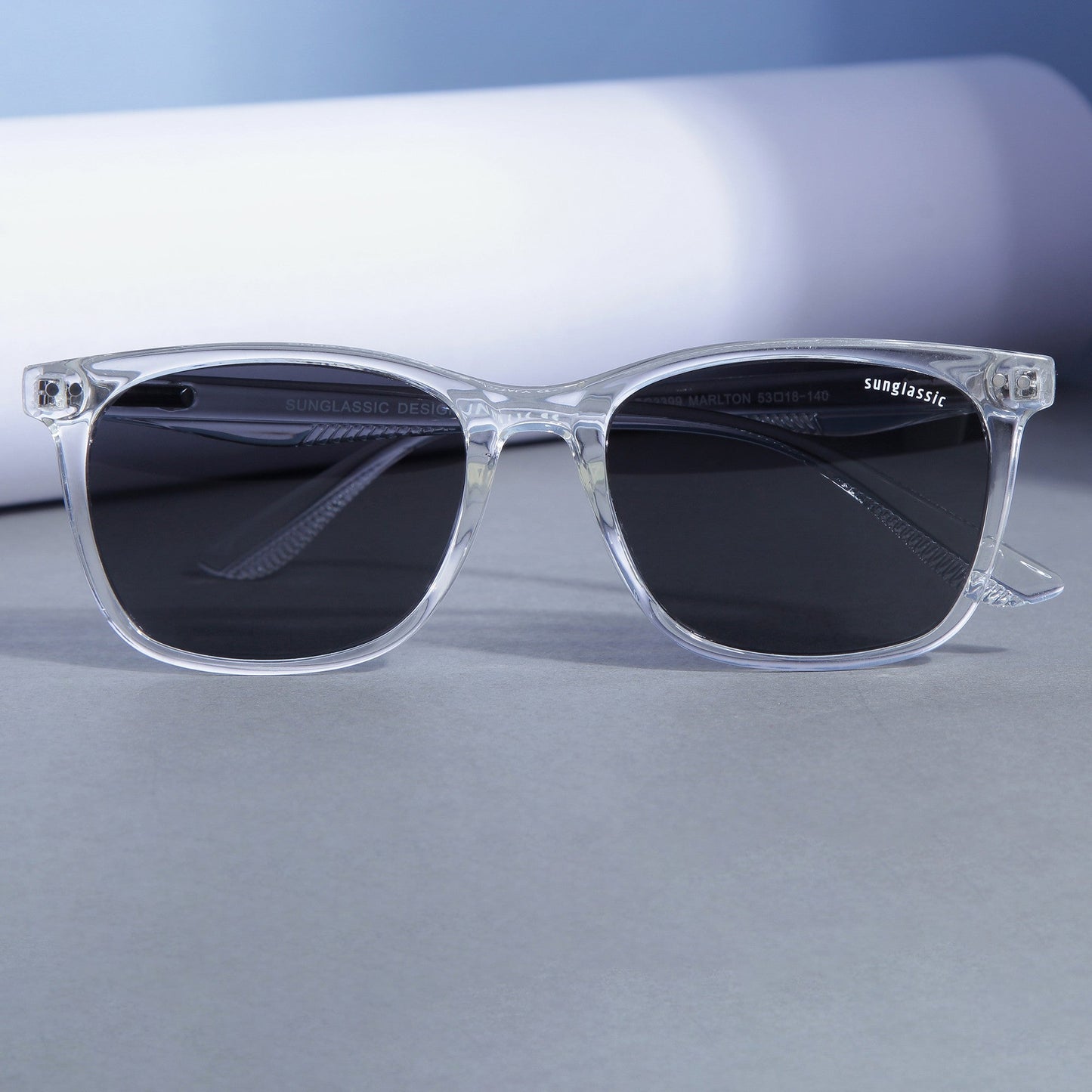 Marlton. Clear Black Polarized TR90 Square Sunglasses