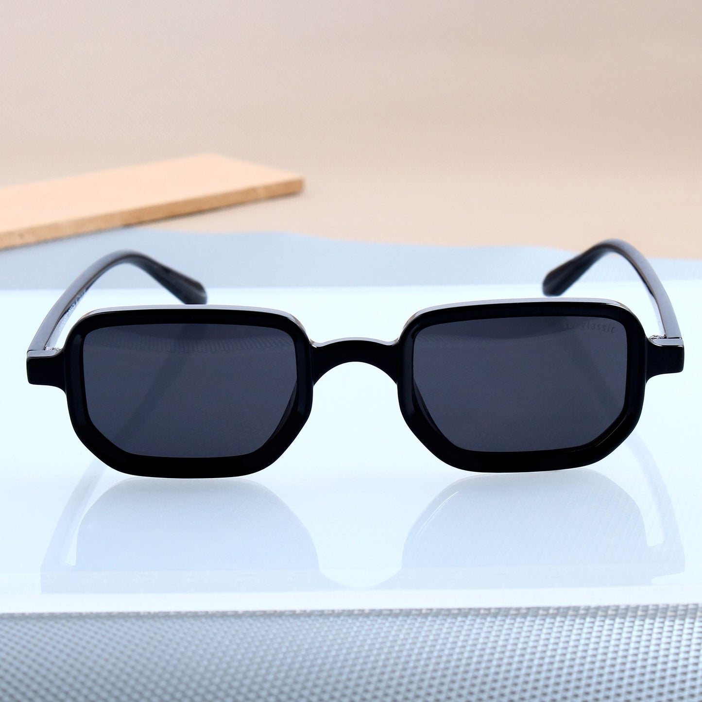 Ocean Full Black Polarized Rectangle Sunglasses