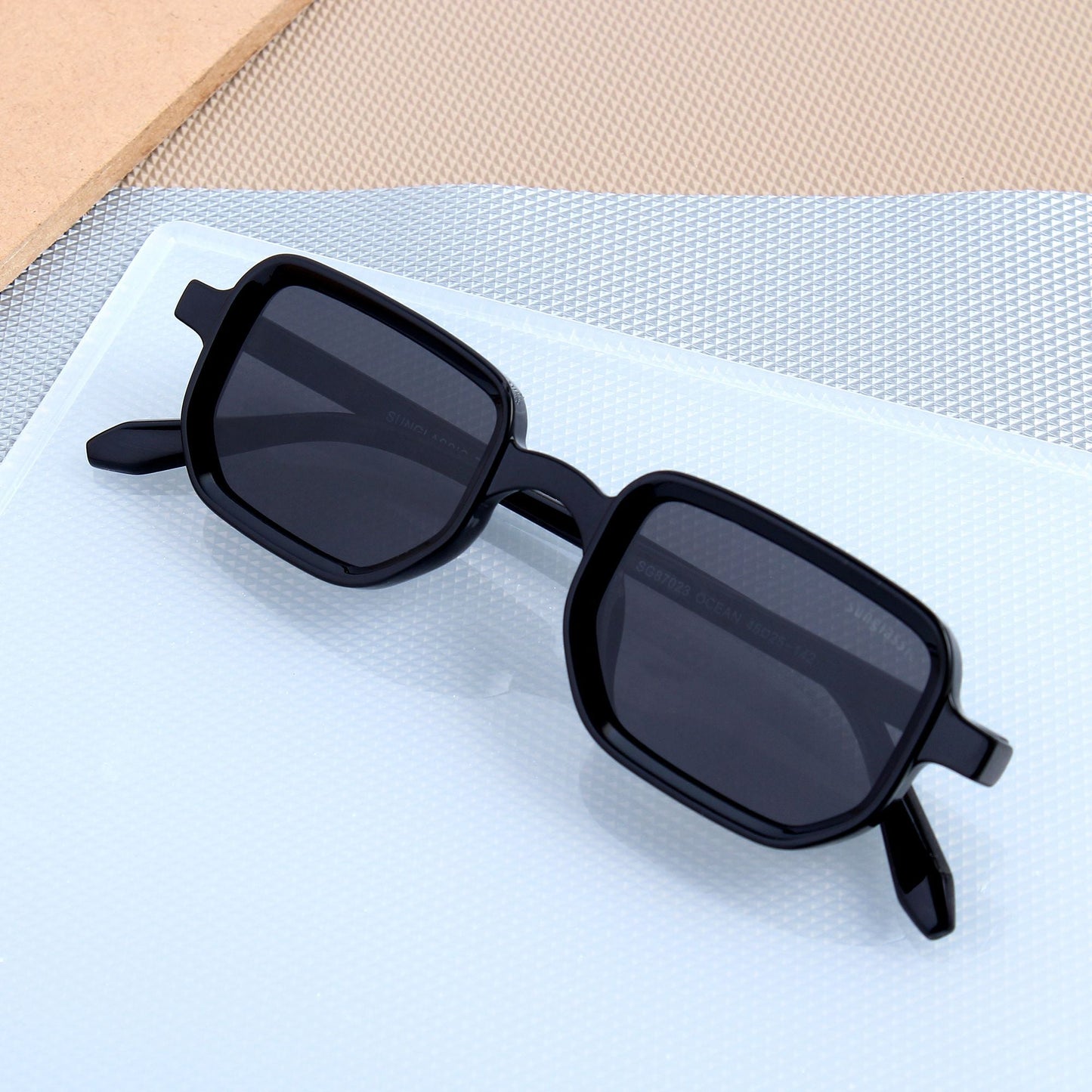 Ocean Full Black Polarized Rectangle Sunglasses