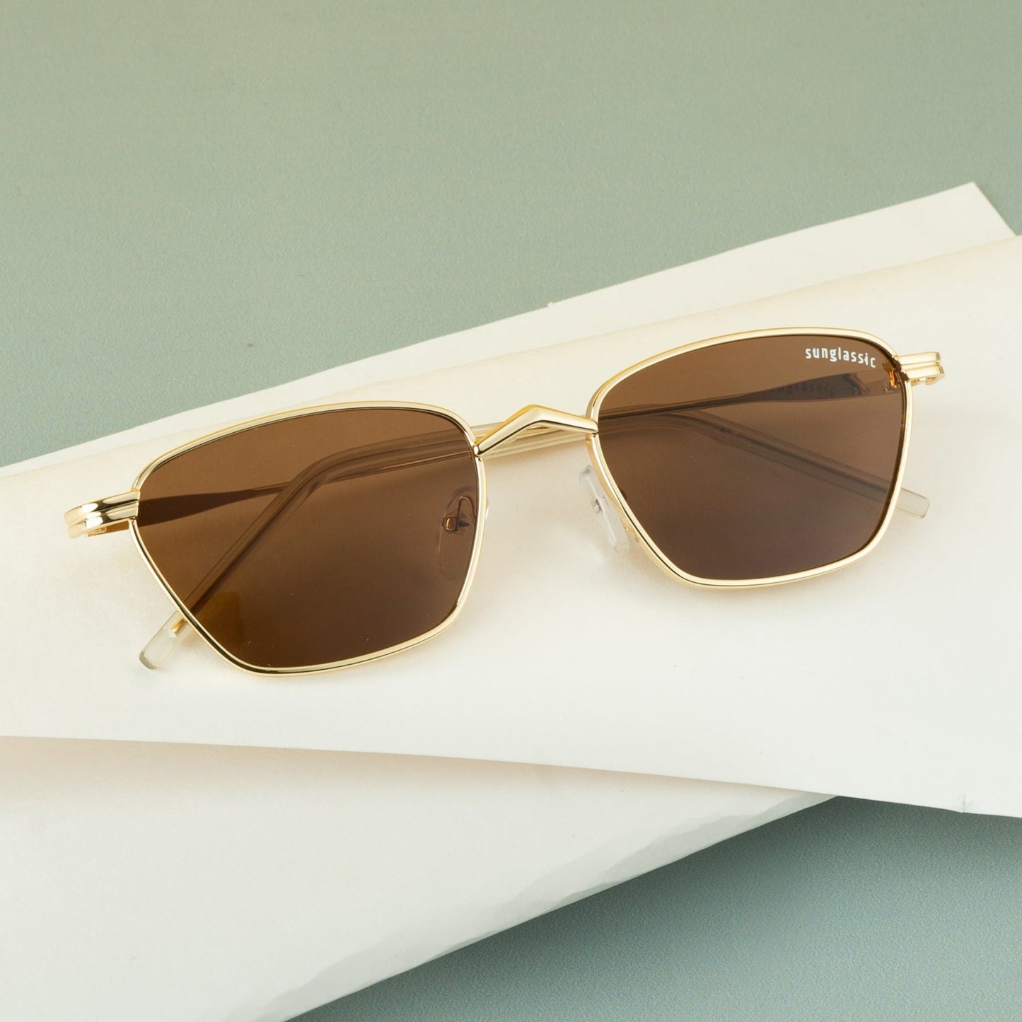 Andreas Gold Brown Edition Trapezoid Sunglasses