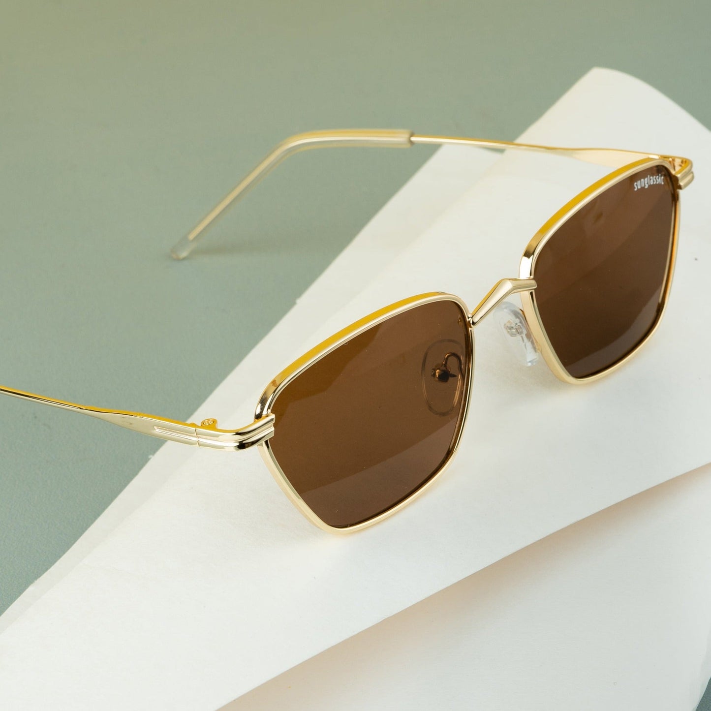 Andreas Gold Brown Edition Trapezoid Sunglasses