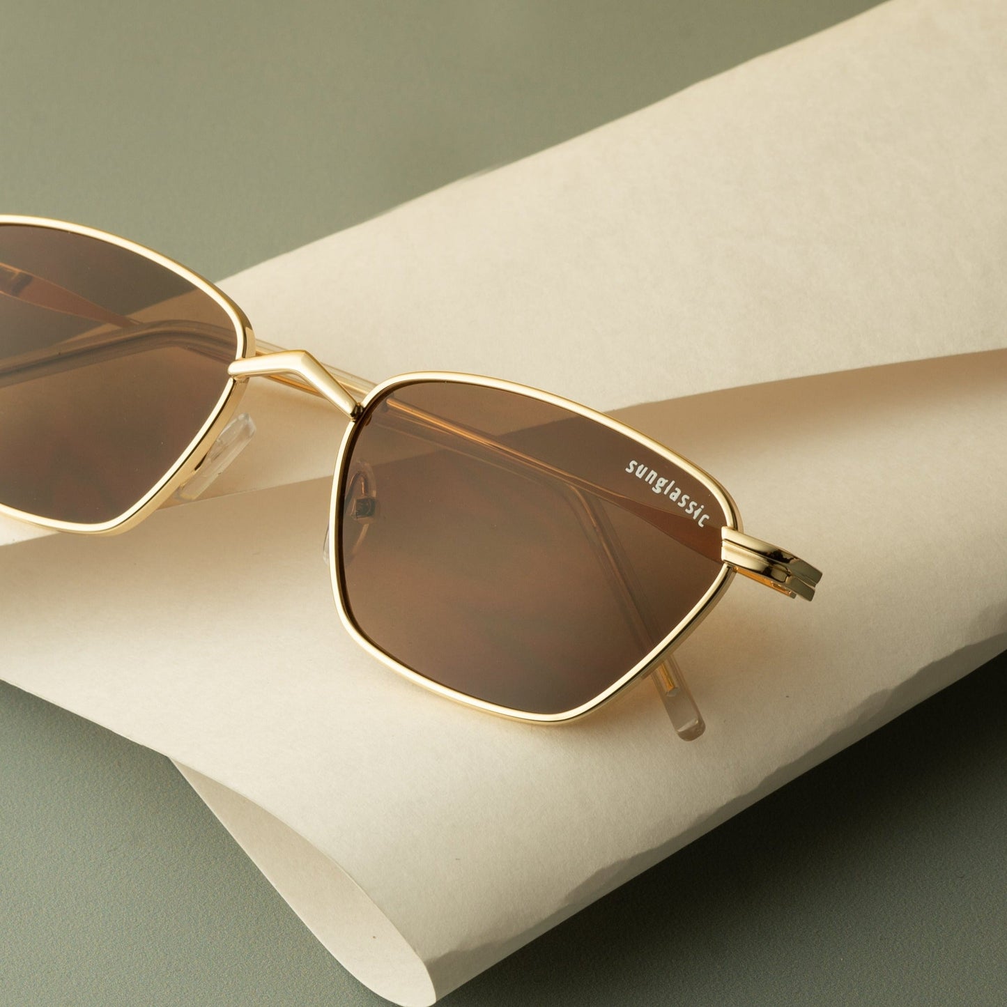 Andreas Gold Brown Edition Trapezoid Sunglasses