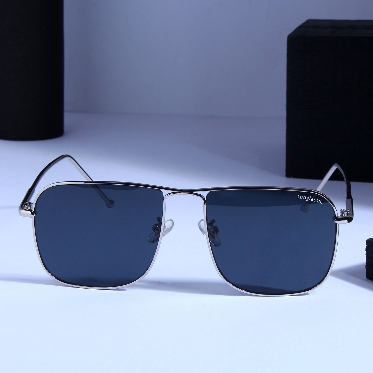 The Godfather Silver Black Square Sunglasses