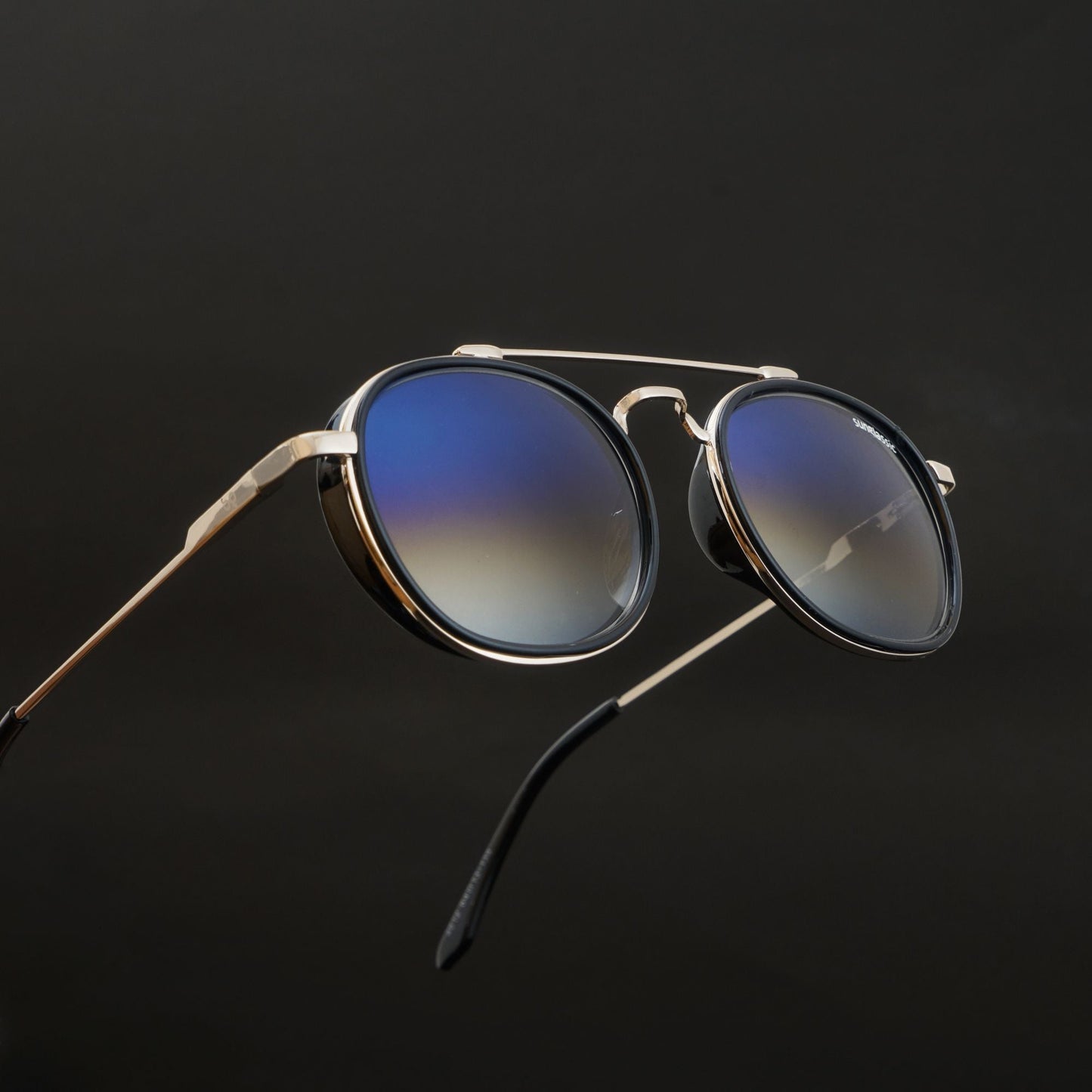 Golden Blue Gradient SG4612 Metal Frame Round Sunglasses